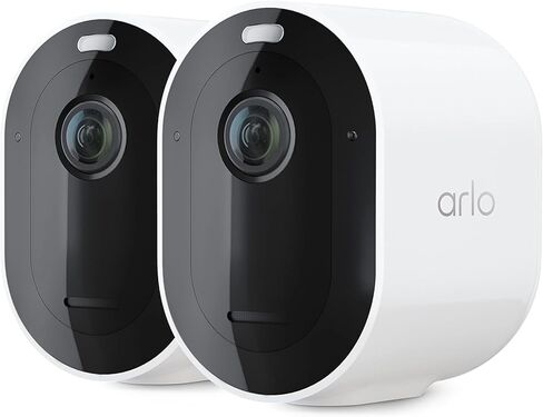 كاميرا كشاف Arlo Pro 5S 2K - عبوتان - كاميرات أمان لاسلكية في الهواء الطلق، شبكة Wi-Fi مزدوجة النطاق، رؤية ليلية ملونة، صوت ثنائي الاتجاه، كاميرات أمان منزلية، تحسين المنزل، أبيض - VMC4260P (متجدد) in Kuwait
