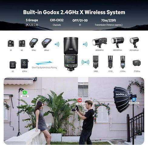 Godox V1 Mid N Flash for Nikon, 55Ws 2.4G TTL Round Head Touchscreen Speedlite for Nikon HSS 1/8000s, 2200mAh Li-ion Battery, 650 Full Power Shots, 1.7s Recycle Time, 10 Level LED Modeling Lamp in Kuwait
