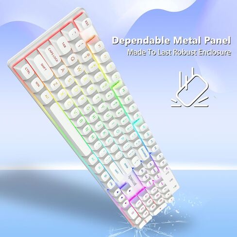 لوحة مفاتيح الألعاب الميكانيكية اللاسلكية Redragon K710، بلوتوث/2.4 جيجا/وضع سلكي ثلاثي، إضاءة خلفية RGB، مفتاح أزرق كليكي، بطارية قابلة لإعادة الشحن، لوحة معدنية صلبة، أغطية مفاتيح PBT للكمبيوتر/Mac، أبيض in Kuwait