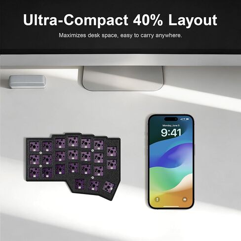 YIVU Corne V4 40% مجموعة لوحة مفاتيح ميكانيكية مقسمة، عمود متعامد لاسلكي مريح DIY هيكلي، قابل للتبديل السريع RGB QMK/قارورة قابلة للبرمجة لنظام التشغيل Mac/Win in Kuwait