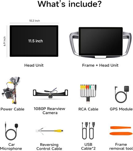 11.5" Car Radio Stereo for Honda Accord 2013-2017, 4+64G IPS HD Touch Screen with Wireless CarPlay & Android Auto, 5G WiF GPS Navigation FM SWC Bluetooth, 1080P Backup Camera in Kuwait