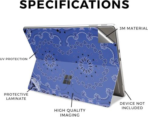 Tablet Skin Compatible with Microsoft Surface Pro 11 (2024-2025) - Blue Bandana - Premium 3M Vinyl Protective Wrap Decal Cover - Easy to Apply | Crafted in The USA by MightySkins in Kuwait