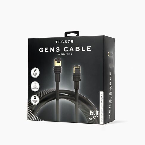 كابل Gen 3 مقاوم للماء وملحق خارجي إيثرنت لمجموعة الأقمار الصناعية Starlink Standard Gen 3 - 150 قدم in Kuwait