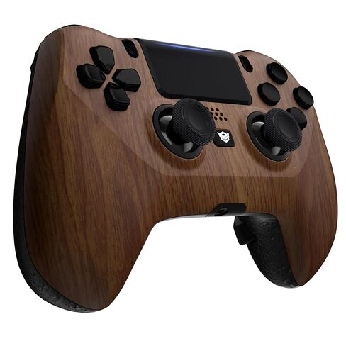 وحدة تحكم لاسلكية HEXGAMING HYPER متوافقة مع أزرار ps4-4 الخلفية، وإيقاف المشغلات، وأعواد الإبهام القابلة للتبديل - نمط خشبي أسود in Kuwait