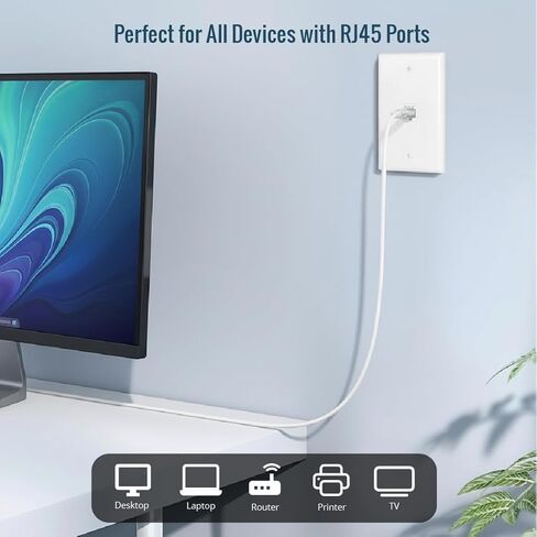 كابل إيثرنت Cat6 بطول 3 أقدام من Tecmojo UL، موصلات نحاسية نقية 26AWG بنسبة 100%، كابل شبكة Cat6، Snagless RJ45 لجهاز التوجيه والمودم وXbox والكمبيوتر المحمول والخوادم، 6 عبوات، أبيض in Kuwait