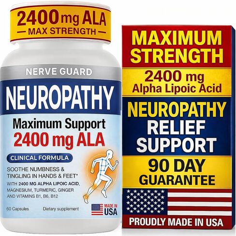 Neuropathy Supplement with 2400 mg Alpha Lipoic Acid – Advanced Support for Feet Hands Toes – 2400mg ALA, Vitamins B12 B6 & B1, Magnesium, Turmeric – 60 Capsules in Saudi Arabia