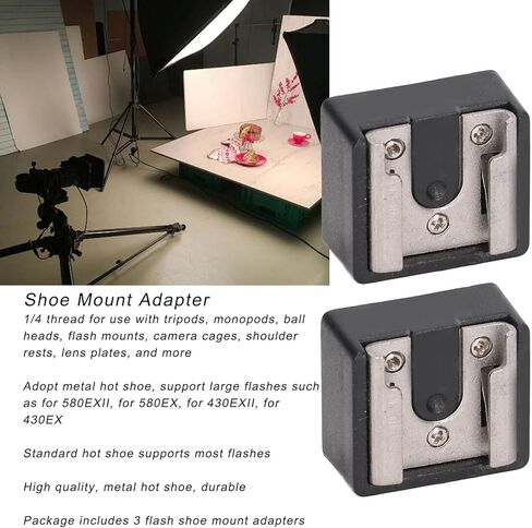 3PCS Flash Hot Shoe Mount Adapter, Metal Hot Shoe with 1/4in Thread for Tripod Monopod, Compatible with Various Cameras in Kuwait