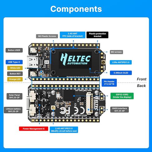 Heltec ESP32 LoRa 32 V4 Development Board with OLED Display Glue Antenna Upgraded ESP32 S3 SX1262 27dBm High Power Chip for WiFi Meshtastic IoT Devices Arduino Smart Home and Wireless Communication in Kuwait