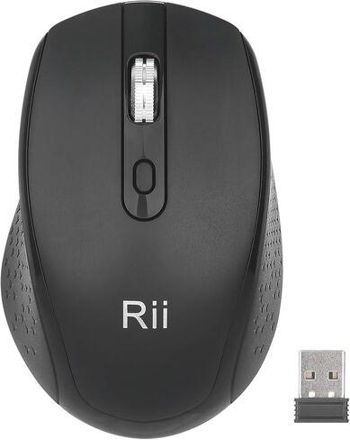 ماوس لاسلكي Rii RM213 قابل لإعادة الشحن (بلوتوث 5.0+2.4 جيجا هرتز) وضع مزدوج، ماوس مناسب للسفر، DPI 1200 1600 2400، منفذ من النوع C، ماوس كمبيوتر محمول لنظام التشغيل Mac Windows 11/10/8/7/XP/Vista Chromebook، أسود in Kuwait