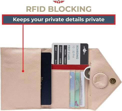 Expandable Full Grain Leather Passport Holder for Travel Family with Hidden AirTag Holder - RFID Protected Travel Wallet Passport Cover for Men Women with Free Lost & Found Service (Black) in Saudi Arabia