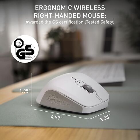 Cherry Stream Mouse Comfort, Wireless Ergonomic Mouse with Rubberized Thumb Rest, for Right-Handers, 2.4 GHz, 6 Whisper-Quiet Buttons, Battery-Powered, White in Kuwait
