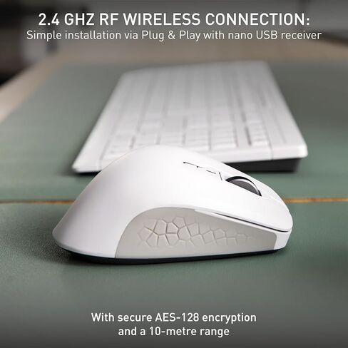 Cherry Stream Mouse Comfort, Wireless Ergonomic Mouse with Rubberized Thumb Rest, for Right-Handers, 2.4 GHz, 6 Whisper-Quiet Buttons, Battery-Powered, White in Kuwait