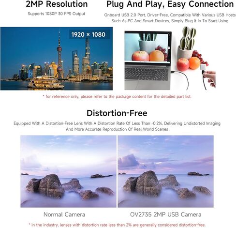 Waveshare OV2735 2MP USB Camera (A), Supports USB2.0 Type-C Port and SH1.0 4PIN Header in Kuwait