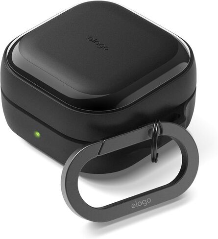 Elago متوافق مع حافظة Samsung Galaxy Buds 4 Pro وGalaxy Buds 4، EDC مع حلقة تسلق، غطاء TPU ممتاز، شحن لاسلكي، ملحقات سماعات الرأس، للرجال والنساء (أسود) in Kuwait