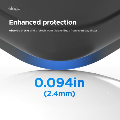 Elago متوافق مع حافظة Samsung Galaxy Buds 4 Pro وGalaxy Buds 4، EDC مع حلقة تسلق، غطاء TPU ممتاز، شحن لاسلكي، ملحقات سماعات الرأس، للرجال والنساء (أسود) in Kuwait