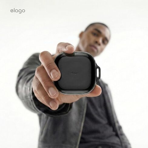 Elago متوافق مع حافظة Samsung Galaxy Buds 4 Pro وGalaxy Buds 4، EDC مع حلقة تسلق، غطاء TPU ممتاز، شحن لاسلكي، ملحقات سماعات الرأس، للرجال والنساء (أسود) in Kuwait