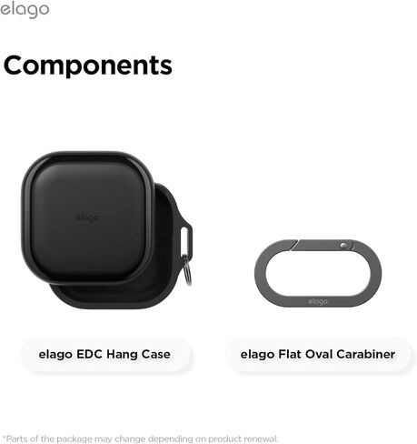Elago متوافق مع حافظة Samsung Galaxy Buds 4 Pro وGalaxy Buds 4، EDC مع حلقة تسلق، غطاء TPU ممتاز، شحن لاسلكي، ملحقات سماعات الرأس، للرجال والنساء (أسود) in Kuwait