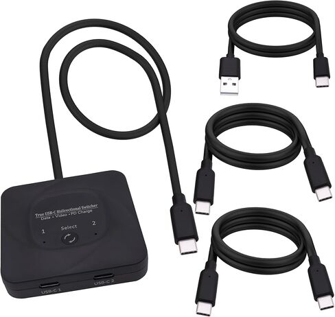 USB-C Switch Splitter ثنائي الاتجاه USB Type C Switch 1 in 2 Out/2 in 1 Out Selector 2 كمبيوتر مشاركة 1 جهاز محول مصدر الفيديو يدعم 8K@60 هرتز بيانات 10 جيجابت في الثانية 100 وات PD شحن للكمبيوتر المحمول والشاشة in Kuwait