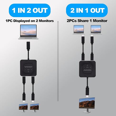 USB-C Switch Splitter ثنائي الاتجاه USB Type C Switch 1 in 2 Out/2 in 1 Out Selector 2 كمبيوتر مشاركة 1 جهاز محول مصدر الفيديو يدعم 8K@60 هرتز بيانات 10 جيجابت في الثانية 100 وات PD شحن للكمبيوتر المحمول والشاشة in Kuwait