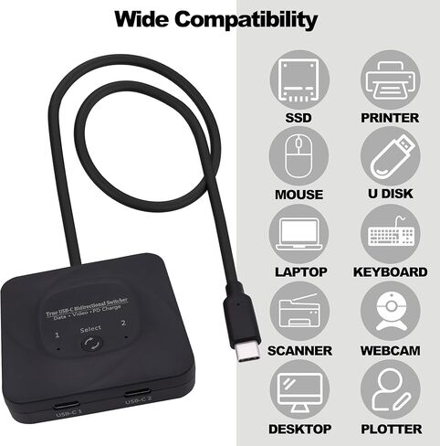 USB-C Switch Splitter ثنائي الاتجاه USB Type C Switch 1 in 2 Out/2 in 1 Out Selector 2 كمبيوتر مشاركة 1 جهاز محول مصدر الفيديو يدعم 8K@60 هرتز بيانات 10 جيجابت في الثانية 100 وات PD شحن للكمبيوتر المحمول والشاشة in Kuwait