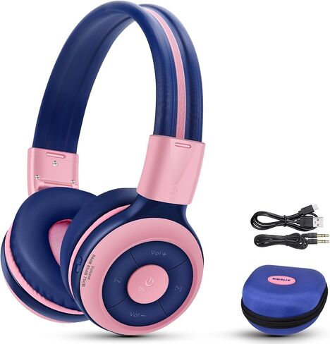 SIMOLIO Kids Bluetooth Headphones, 75/85/94dB Volume Limiter, Wireless Headsets with Mic for Toddler Boys Girls, Share Port, Travel Case, 3.5mm Cord, Bluetooth 6.0 for School Plane Car iPad Tablet in Kuwait
