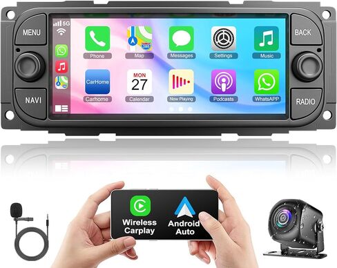 (8 Core+64GB) Car Radio Stereo for Dodge RAM 1500 2002-2006,for Jeep Wrangler 2003-2006, for Jeep Grand Cherokee 1999-2004,6.8" QLED Touchscreen with Wireless CarPlay & Android Auto in Kuwait