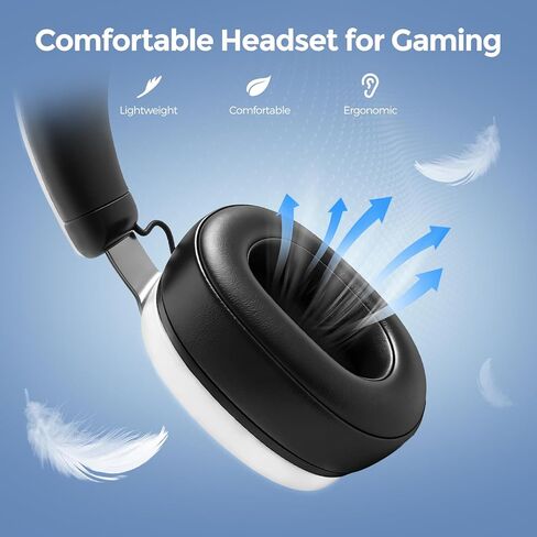 سماعة رأس AOC لاسلكية للألعاب مع ميكروفون لأجهزة PS5 وPS4 والكمبيوتر الشخصي - بلوتوث 5.3، 2.4 جيجا هرتز، إلغاء الضوضاء السلبية، إضاءة RGB، 48 ساعة، سماعة رأس سلكية للألعاب فوق الأذن، أبيض ACG3512 in Kuwait