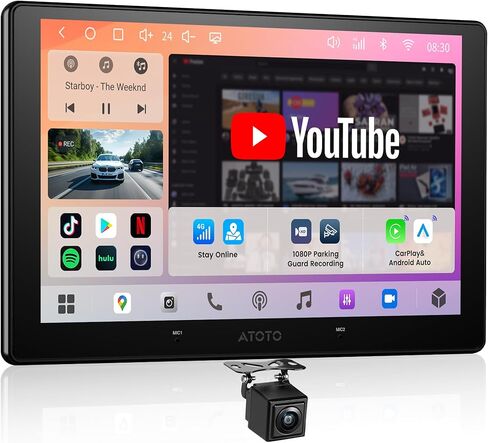 ATOTOZONE A7 9" QLED Android Double DIN Car Stereo, 4G LTE, Hi‑Fi DSP w/Digital Out,4V RCA, Wireless CarPlay & Android Auto, Touchscreen Radio, WiFi/BT/USB, HDMI In/Out, GPS Track, Backup Cam, S8 Gen4 in Kuwait