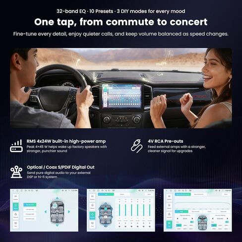 ATOTOZONE A7 9" QLED Android Double DIN Car Stereo, 4G LTE, Hi‑Fi DSP w/Digital Out,4V RCA, Wireless CarPlay & Android Auto, Touchscreen Radio, WiFi/BT/USB, HDMI In/Out, GPS Track, Backup Cam, S8 Gen4 in Kuwait