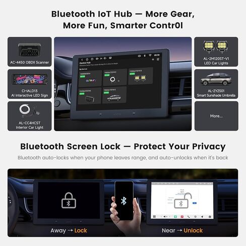 ATOTOZONE A7 9" QLED Android Double DIN Car Stereo, 4G LTE, Hi‑Fi DSP w/Digital Out,4V RCA, Wireless CarPlay & Android Auto, Touchscreen Radio, WiFi/BT/USB, HDMI In/Out, GPS Track, Backup Cam, S8 Gen4 in Kuwait