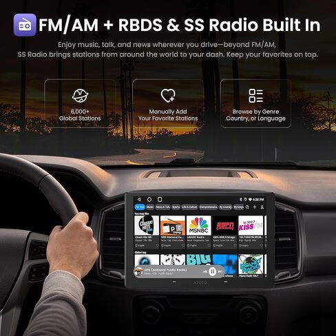 ATOTOZONE A7 9" QLED Android Double DIN Car Stereo, 4G LTE, Hi‑Fi DSP w/Digital Out,4V RCA, Wireless CarPlay & Android Auto, Touchscreen Radio, WiFi/BT/USB, HDMI In/Out, GPS Track, Backup Cam, S8 Gen4 in Kuwait