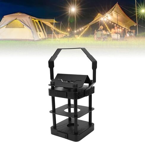 RiToEasysports Camping Light Stand, Lamp Holder with Stainless Steel Beech Wood Base 3 Tier Hollow Design for Outdoor Indoor Tabletop Decor in Kuwait