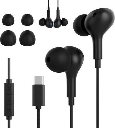 سماعات أذن سلكية USB C متوافقة مع Apple iPhone 17 16 Plus 15 Pro Max 16e سماعات رأس USB C لهاتف Samsung Galaxy S25 FE Edge S24 S23 S22 Ultra سماعات سلكية من النوع C لهاتف Pixel 10 9 Oneplus 12 in Kuwait