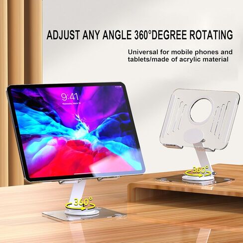 حامل تابلت أكريليك دوّار 360 درجة، حامل قابل للطي وقابل للتعديل، حامل مكتب محمول مضاد للانزلاق لجهاز iPad Pro Air Mini وKindle والهواتف والمكتب المنزلي والفئة عبر الإنترنت (لون عشوائي) in Kuwait