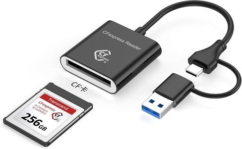 قارئ بطاقات CFexpress من النوع B بسرعة 10 جيجابت في الثانية USB 3.2 الجيل الثاني، محول USB-C مزدوج وA، قارئ ذاكرة OTG عالي السرعة لأجهزة iPhone 17/16/15 وMacBook وiPad وAndroid وWindows وLinux (أسود-2) in Kuwait