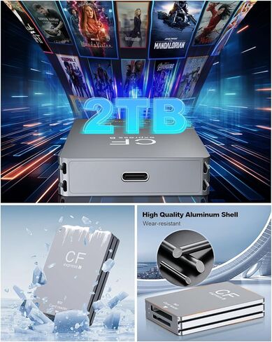 CFexpress Type B SD Card Reader 10Gbps Dual-Slot Memory Card Reader for Photographers,USB 3.2 Gen 2 Type B CF Express Adapter with USB C to USB C/A Cable,Compatible with Windows/Mac/Linux/Android in Kuwait