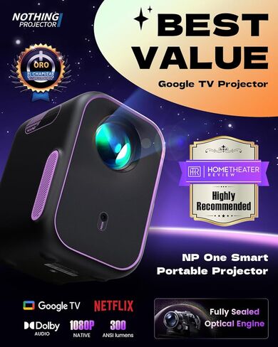 [Bundle] NothingProjector Seamless Lenticular ALR Screen 132" + Portable Google TV Projector with WiFi Bluetooth 1080P 4K Supported in Kuwait