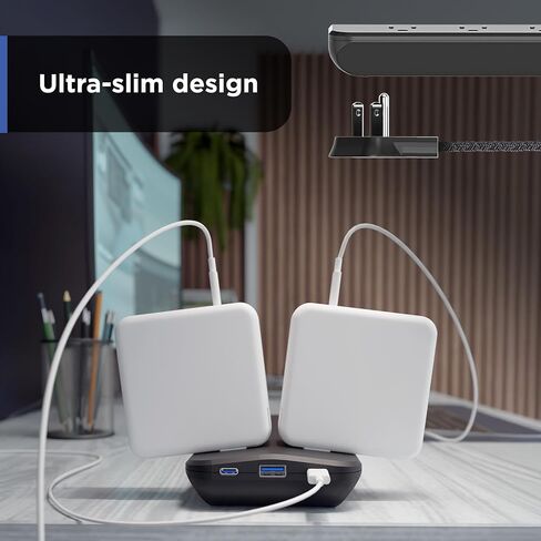 GE Surge Protector، 8 منافذ أرضية، 1 USB-A، 2 USB-C، 15 واط مشترك، 1500J، مؤشر ضوئي، سلك مجدول، 4 قدم، أسود - 86725 in Kuwait