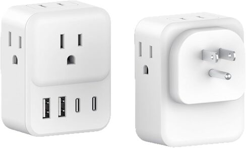 قطعة واحدة من موسع منفذ الحائط الواقي من زيادة التيار، 4 منافذ توصيل مع 4 منافذ USB (2 USB C)، مقبس حائط متعدد التوصيل للمنزل والمكتب والمدرسة وأساسيات السكن الجامعي، أبيض in Kuwait
