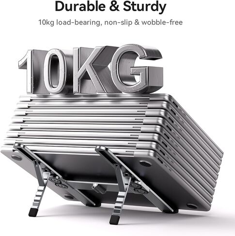 ICE COOREL Portable Laptop Stand, Foldable Laptop Riser for Desk, 6-Level Adjustable Ergonomic Computer Stand, Premium Aluminum Alloy Notebook Holder Compatible with 10-17 Inch Laptops & Tablets in Kuwait