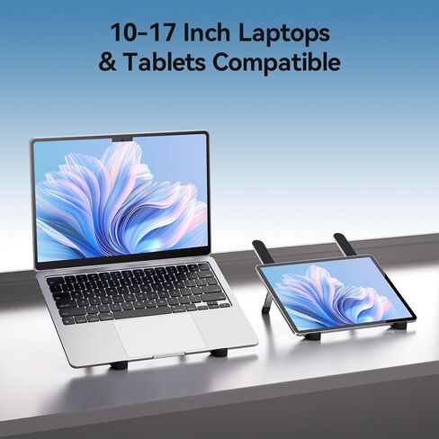 ICE COOREL Portable Laptop Stand, Foldable Laptop Riser for Desk, 6-Level Adjustable Ergonomic Computer Stand, Premium Aluminum Alloy Notebook Holder Compatible with 10-17 Inch Laptops & Tablets in Kuwait