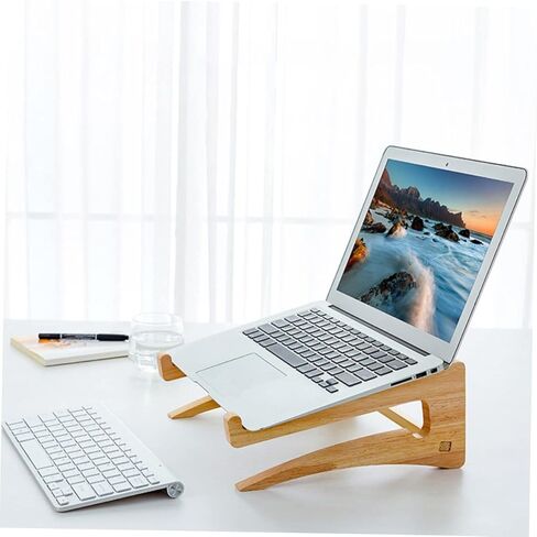 Notebook Computer Stand Ergonomic Laptop Riser for Heat Dissipation Wooden Keyboard Holder for Desk Height Easy to Assemble for Home Office Use in Kuwait