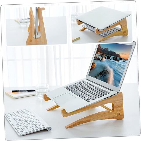 Notebook Computer Stand Ergonomic Laptop Riser for Heat Dissipation Wooden Keyboard Holder for Desk Height Easy to Assemble for Home Office Use in Kuwait