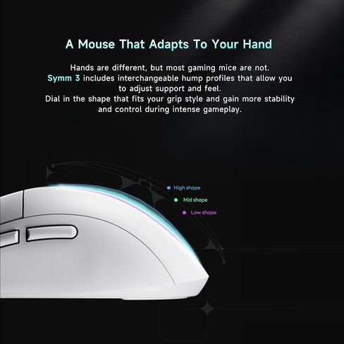 PWNAGE Ultra Custom Pro Symm 3 Wireless Gaming Mouse - Adjustable Sensor Position, Hot-Swappable Mechanical & Optical Switches, Modular Shape System, 8K Polling, 50g Ultralight - Black in Kuwait