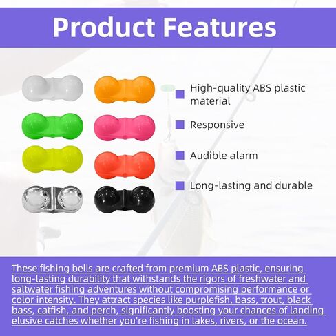 116 PCS Fishing Double Rattles Beads with Barrel Swivels Kit, Catfish Rattle Bells, Plastic Fishing Beads Bells Attractor Tackle Accessories for Catfish Bass Pompano in Kuwait