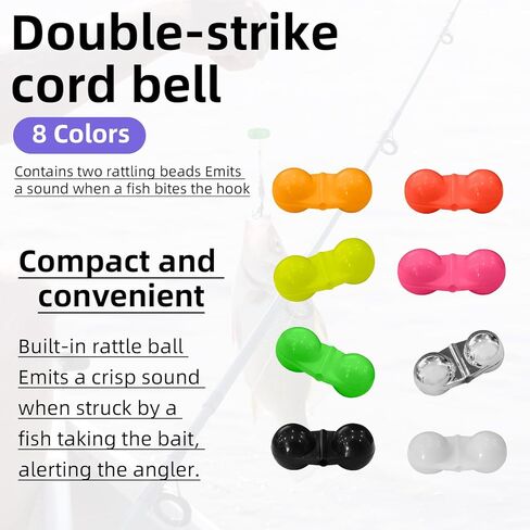 116 PCS Fishing Double Rattles Beads with Barrel Swivels Kit, Catfish Rattle Bells, Plastic Fishing Beads Bells Attractor Tackle Accessories for Catfish Bass Pompano in Kuwait