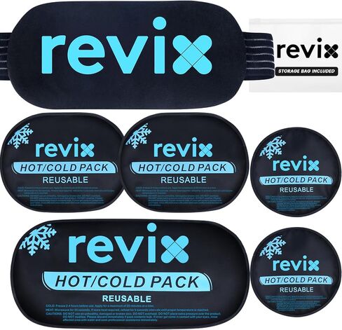 عبوات ICE ICE Revix للإصابات قابلة لإعادة الاستخدام ، مجموعة ثلج من الهلام الساخنة والباردة للمفاصل ، والعضلات ، والانتعاش بعد التمرين ، ووسادات التبريد القابلة للتعديل والمرنة للركبتين ، والظهر ، والذراعين والرقبة in Kuwait