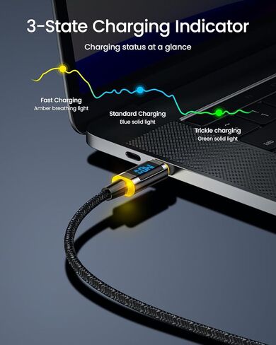 AOHI Youth 140W GaN+ شاحن 100W شاحن سريع للكمبيوتر المحمول + 140W USB C إلى USB C كابل مع شاشة، نايلون 4 أقدام in Kuwait