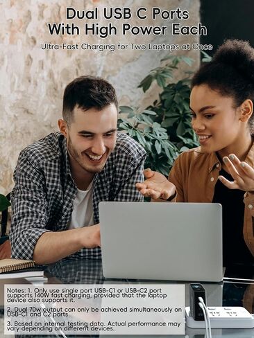 كتلة شاحن USB C بقدرة 140 وات مع شاشة ذكية، ومحول طاقة شاحن سريع للكمبيوتر المحمول بـ 4 منافذ GaN، وأدوات تحكم باللمس لأجهزة MacBook وiPad وiPhone 17/16 Series والمزيد (بدون سلك) in Kuwait