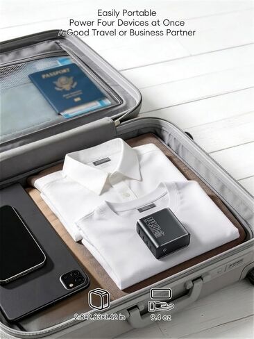 كتلة شاحن USB C بقدرة 140 وات مع شاشة ذكية، ومحول طاقة شاحن سريع للكمبيوتر المحمول بـ 4 منافذ GaN، وأدوات تحكم باللمس لأجهزة MacBook وiPad وiPhone 17/16 Series والمزيد (بدون سلك) in Kuwait